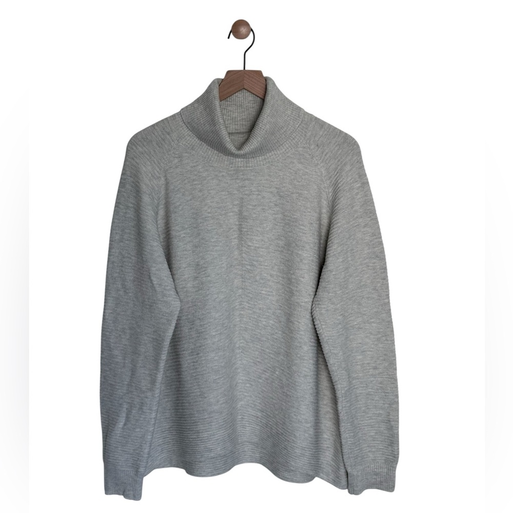 Kuhl Solace Sweater Size XL Natural Ribbed Merino Wool Cowlneck Cozy Knit